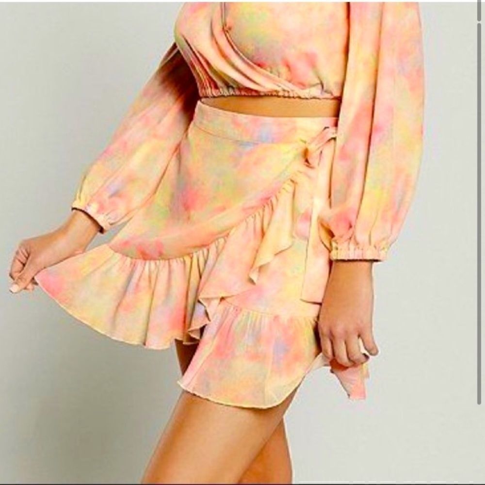 Chelsea & Violet Tie Dye Ruffle Wrap Skirt